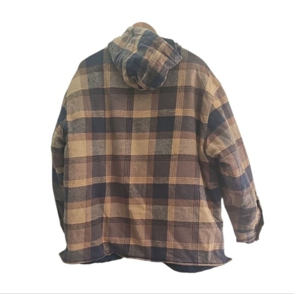 Dickies Vintage Plaid Flannel Quilted Jacket Brown Blue Checkered Zip-Up Sz XL - Picture 2 of 15
